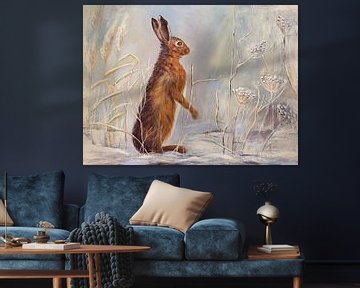 lets find some snow....(painting hare) van Els Fonteine