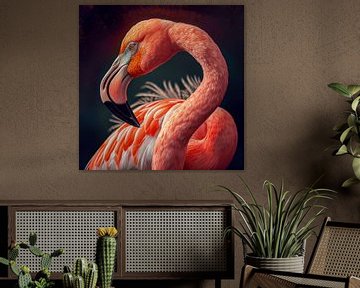 Portret van een Flamingo Illustratie van Animaflora PicsStock