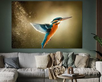 Portrait of flying kingfisher illustration by Animaflora PicsStock