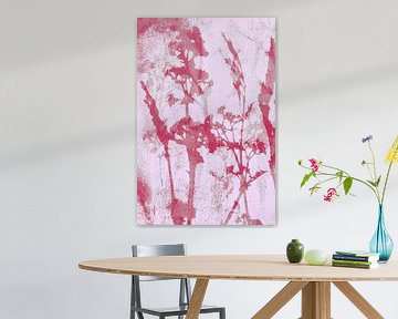 Roze bloemen. Abstract botanisch. Bloemen, planten en grassen in pastel magenta, roze