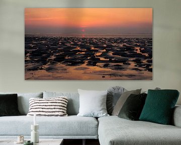 Zonsondergang Waddenzee Friesland van Saranda in 't Veld Fotografie