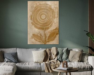 Abstract Botanical flower in dark gold brown and white by Dina Dankers