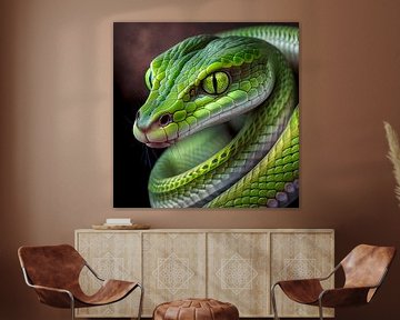 Portret van een groene slang Illustratie van Animaflora PicsStock