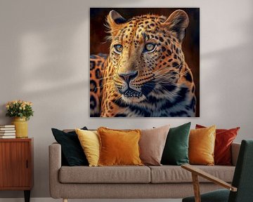 Portrait d'un léopard Illustration sur Animaflora PicsStock