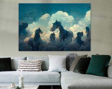 Pferde in den Wolken I von Jacco van den Hoven