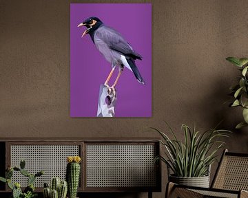 Vogel mit lila Hintergrund Low Poly von Yoga Art 15