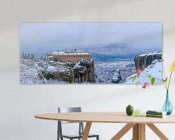 Monastery Agios Stefanos in snowy landscape Meteora Greece by Teun Ruijters