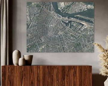 Luchtfoto van het centrum van Amsterdam van Maps Are Art