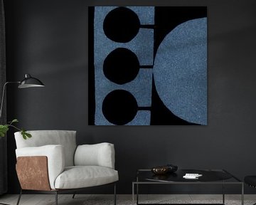 Modern abstract industrial geometry in black and blue by Dina Dankers