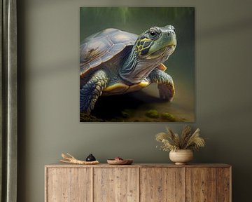 Portrait d'une tortue dans l'eau Illustration sur Animaflora PicsStock