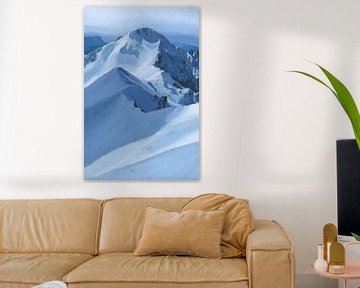 Painting snowy mountain peaks.