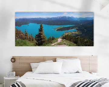 lac alpin Walchensee et alpes, vue de la montagne herzogstand sur SusaZoom