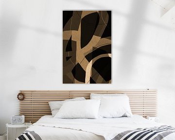 Modern abstract minimalistisch retro kunstwerk in bruin, beige, zwart van Dina Dankers