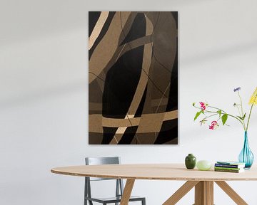 Modern abstract minimalistisch retro kunstwerk in bruin, beige, zwart V van Dina Dankers