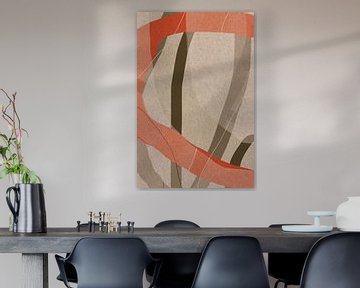 Moderne abstrakte minimalistische Formen in Korallenrot, Braun, Beige, Weiß III von Dina Dankers