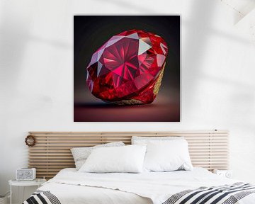 Portret van een Rode Robijn Edelsteen Illustratie van Animaflora PicsStock