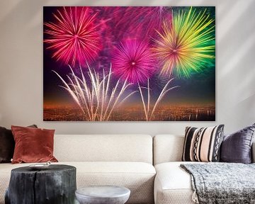 Fireworks over a city illustration 01 by Animaflora PicsStock