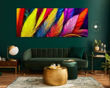 gros plan sur une illustration de plumes colorées sur Animaflora PicsStock