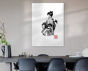 geisha shamisen player sur Péchane Sumie