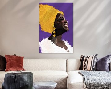 Zelfvertrouwen | Portret van een Afrikaanse vrouw met grote gouden oorbellen van MadameRuiz