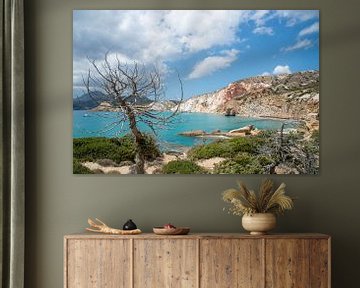 rocky coastline with beach on Milos, Greece by Jan Fritz