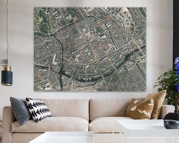 Luchtfoto vand e binnenstad van Groningen van Maps Are Art