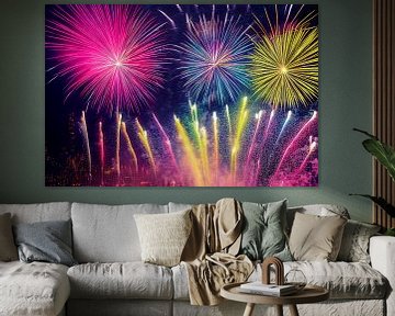 Fireworks in night sky illustration by Animaflora PicsStock