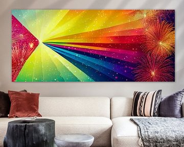 Wallpaper header fireworks over a city illustration by Animaflora PicsStock