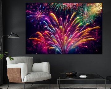 Fireworks in night sky illustration by Animaflora PicsStock