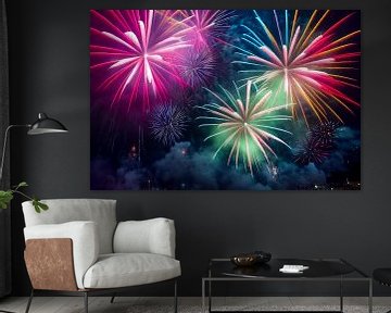 Fireworks in night sky illustration by Animaflora PicsStock