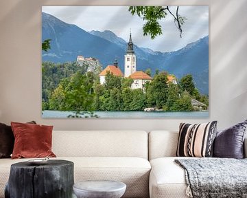 Lake Bled view of the church in the lake in Slovenia by Eric van Nieuwland