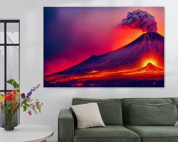 Vulkanausbruch Landschaft Kunst Illustration von Animaflora PicsStock