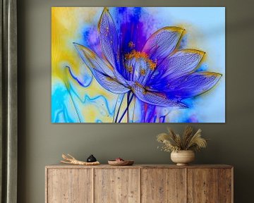 Flower transparent in blue by Lily van Riemsdijk - Art Prints with Color