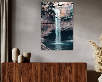 Waterfall and rock in the jungle in Thailand. by Madinja Groenenberg