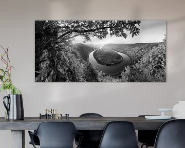 Mosel loop near Bremm. Panorama in black and white. by Manfred Voss, Schwarz-weiss Fotografie