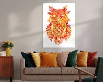 Red Owl Tribal Tattoo by Sebastian Grafmann