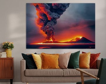 Ausbruch eines Vulkan mit Lava Illustration von Animaflora PicsStock