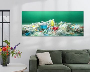 Panorama Plastic afval in de oceaan Illustratie van Animaflora PicsStock