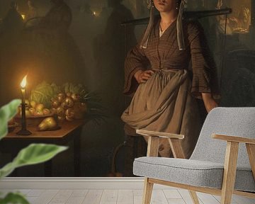 Markt bij kaarslicht, Petrus van Schendel