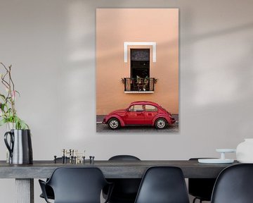 Red Volkswagen Beetle in Mexico by Marry Fermont