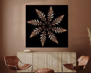 Mandala golden fern against black background by Yanuschka Fotografie | Noordwijk