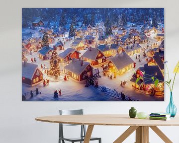 Doux petit village de Noël en habit d'hiver Illustration sur Animaflora PicsStock
