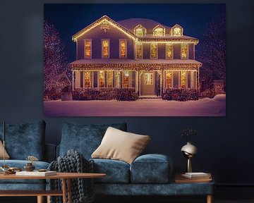 Huis is versierd voor Kerstmis met lichtjes Illustratie van Animaflora PicsStock