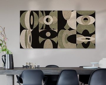 Bauhaus stijl abstract industrieel geometrisch in pastel groen, beige, zwart VI van Dina Dankers