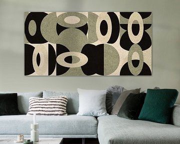 Bauhaus style abstract industrial geometric in pastel green, beige, black VII by Dina Dankers