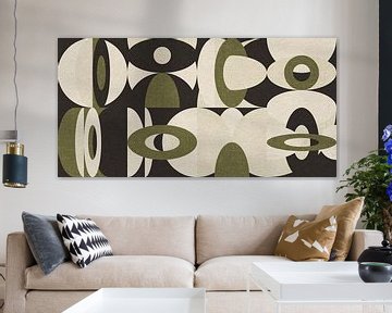 Geometria retrò. Bauhaus stijl abstract industrieel in pastel groen, beige, zwart V van Dina Dankers