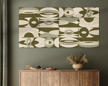 Geometria retrò. Bauhaus style abstract industrial  in pastel green, beige, black  IV by Dina Dankers