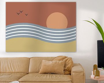 Panorama strand met zonsondergang van DE BATS designs