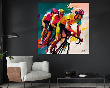Impressionist painting with cyclists. Part 10 by Maarten Knops