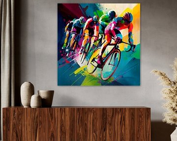 Impressionistisch schilderij met wielrenners. Deel 11 van Maarten Knops